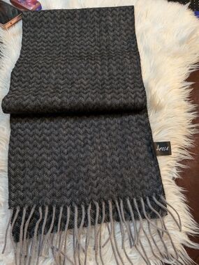 Men’s Charcoal Chevron Wool-Blend Scarf